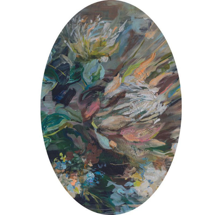 Picture of KIM BLACK COLOURBURST PROTEA OVAL RUG (PRINTED RUG)