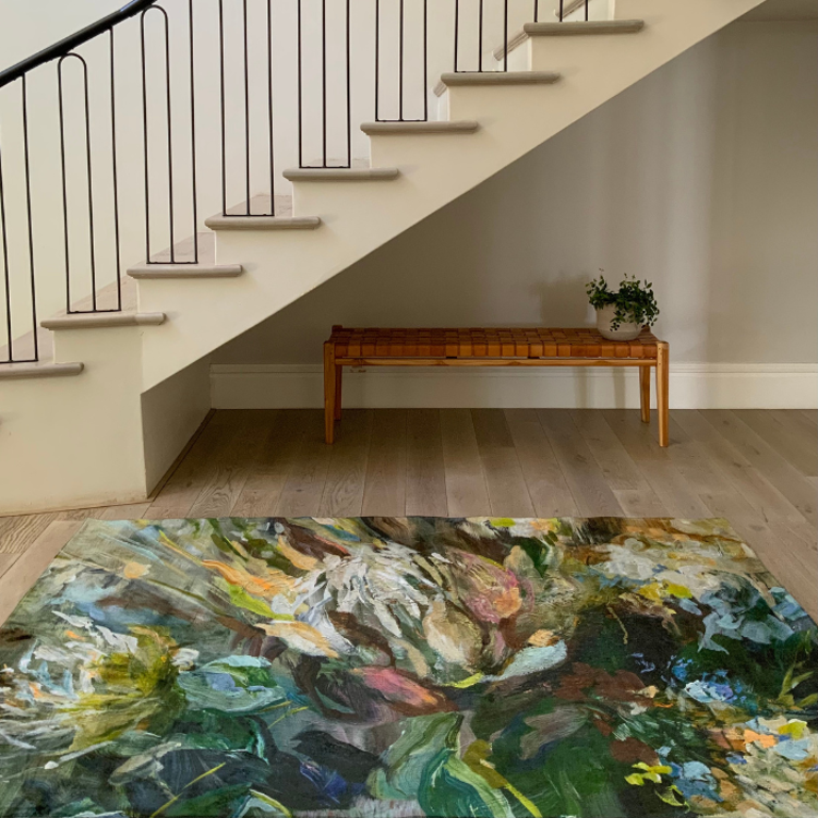 Picture of KIM BLACK COLOURBURST PROTEA  RUG (PRINTED RUG)