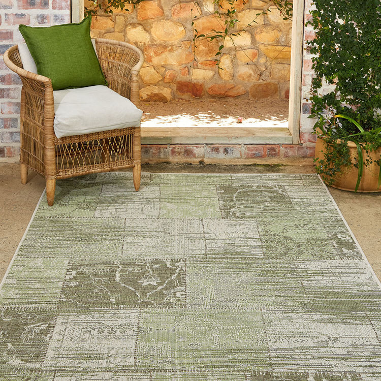 Picture of VINTAGE PATCHWORK GREEN RUG